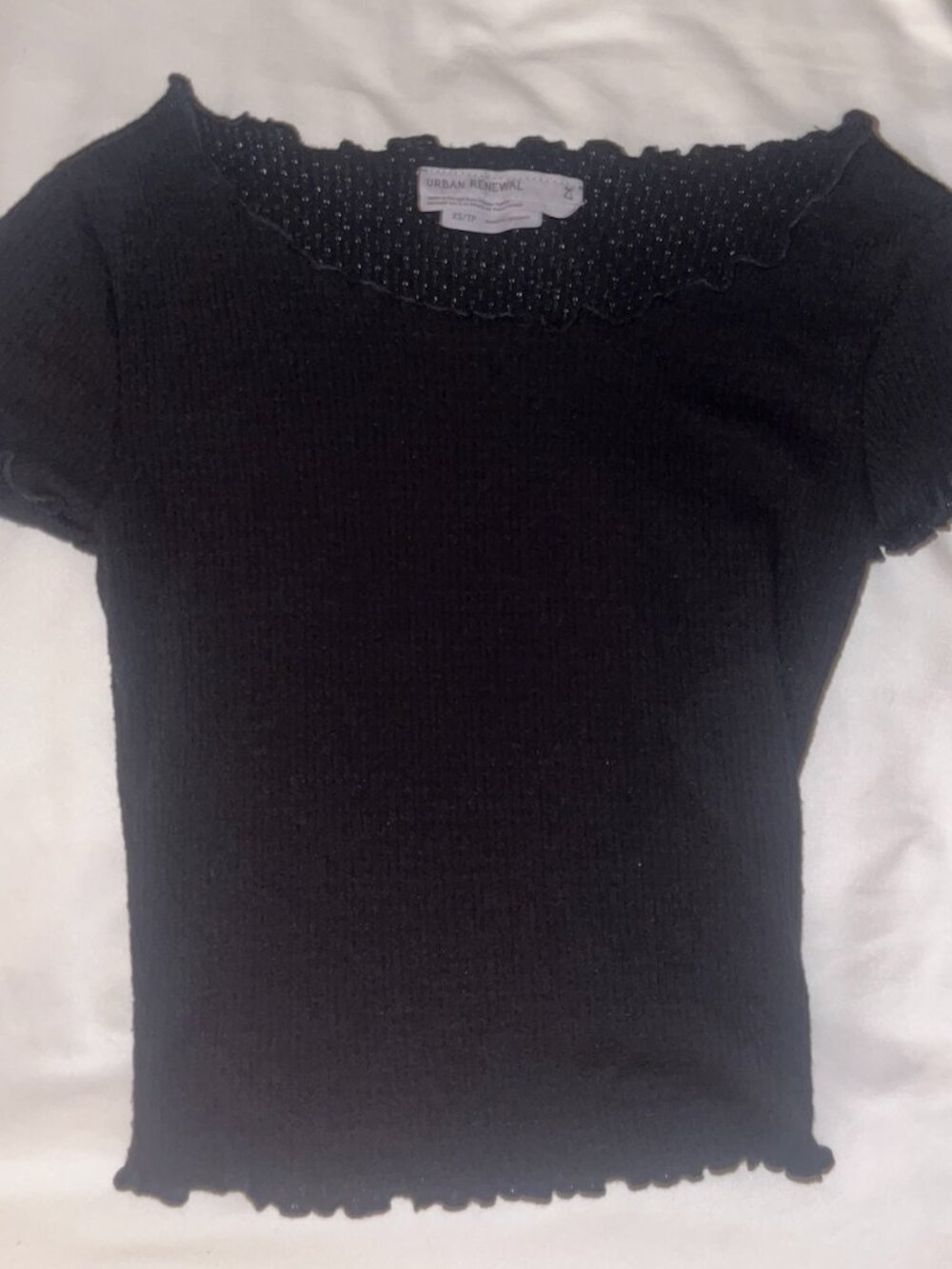 Urban Renewal Cutesy Cropped Black T Shirt, Size XS